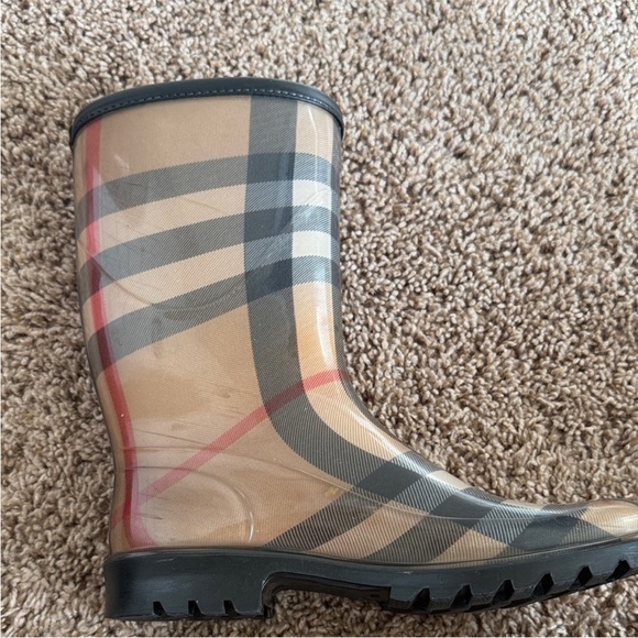 Authentic Burberry Tan, Black, Red, & White Plaid Rain Boots - Picture 3 of 8